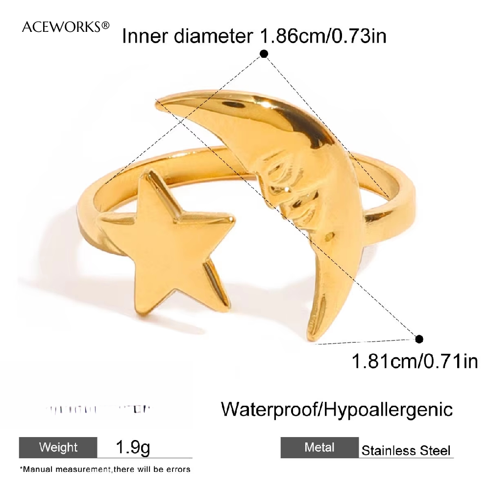 Cresent & Star = 2PCS gold