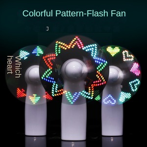Mini ventilador de batería LED de mano portátil programable, ventilador de mensaje intermitente, regalo promocional