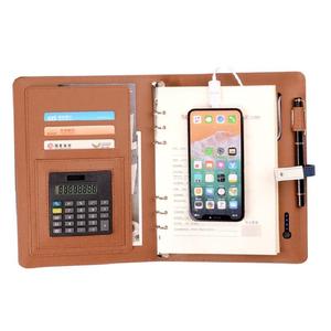 Business 8000mAh Power Bank Tagebuch planer Leder Notebook mit Taschen rechner Stift USB Flash Disk 2 in 1 Ladekabel Typ C USB A. - Product Image 1