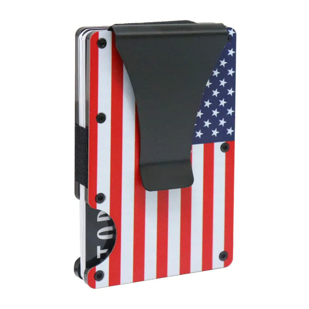 2022 American Flag RFID blocking Minimalist Slim Card Wallet