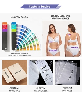 מותג פרטי תחרה Bralette שחור רקום שתי חתיכה הלבשה תחתונה חזייה ותחתונים סט לנשים - Product Image 2