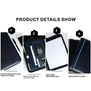 Executive-Notizbücher aus Leder mit mehreren Taschen Klassisches A4-Aktenordner-Notizbuch mit Taschen rechner Luxus-Notizbuch-Geschenkset - Product Image 5