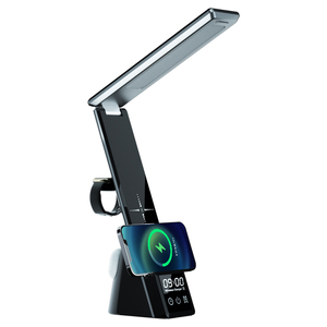 Multifunctional Alarm Clock Digital Clock 5in1 <strong>Charging</strong> Station Adjustable Modern LED Desk Table <strong>Lamp</strong> with Wireless <strong>Charging</strong> - Product Image 1