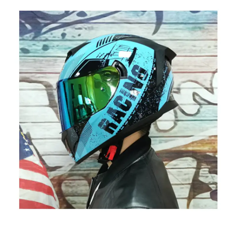 थोक मोटरसाइकिल हेलमेट कस्टम डबल लेंस मोटरबाइक रंगीन एबीएस मोटरसाइकिल हेलमेट OEM/ODM