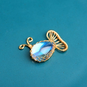 Collana placcata oro opale in ottone, collana con gabbia di cristallo gatto - Product Image 4