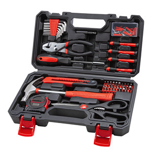 <strong>Tool</strong> Set General Household Hand <strong>Tool</strong> <strong>Kit</strong> with Plastic Toolbox Storage Case <strong>Red</strong> &amp; Black Force <strong>Tool</strong> Set - Product Image 1