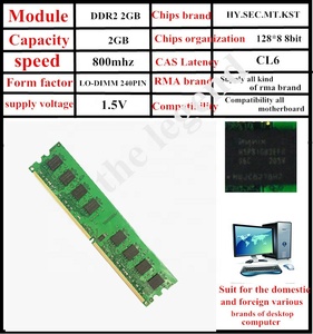 Fabrika stok masaüstü Ddr2 Ram ddr2 2gb 800mhz modülü Ram bellek
