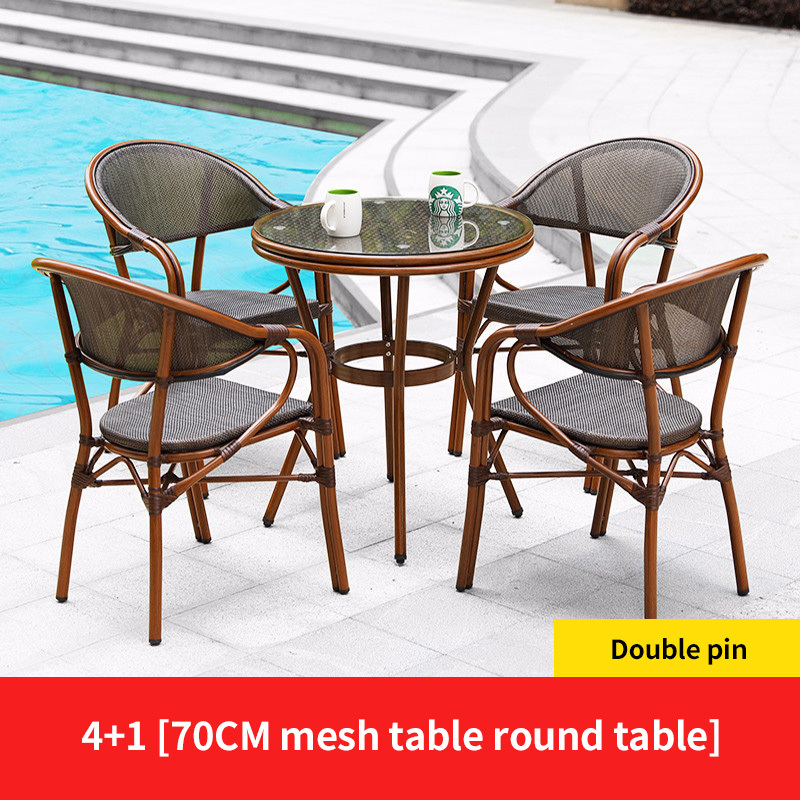 4 Teslin double leg chair 1 round table with net D70cm