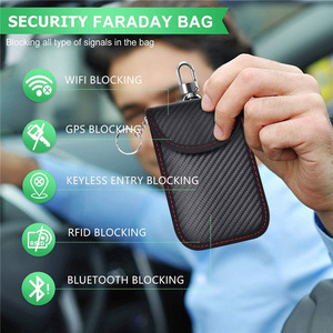 Araba anahtarı sinyal engelleyici durumda PU deri anti-hırsızlık Faraday kılıfı çift katmanlı araba RFID sinyal engelleyici anahtar çantası otomobil parçaları