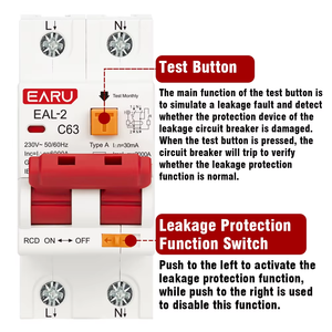 AC 230V 400V a tipo RCBO RCCB MCB Disyuntor de corriente Residual electrónico sobre corriente corta 30mA protección contra fugas EAL-2-A - Product Image 6