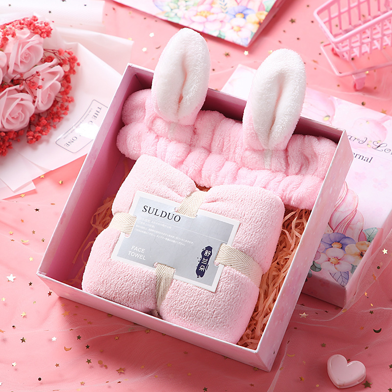 Serviette rose + bandeau rose
