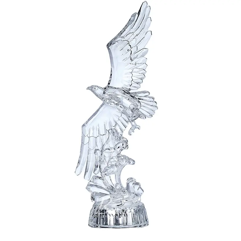 Escultura de resina de cristal transparente para decoración del hogar, escultura de figurita de águila de Animal, acrílico transparente