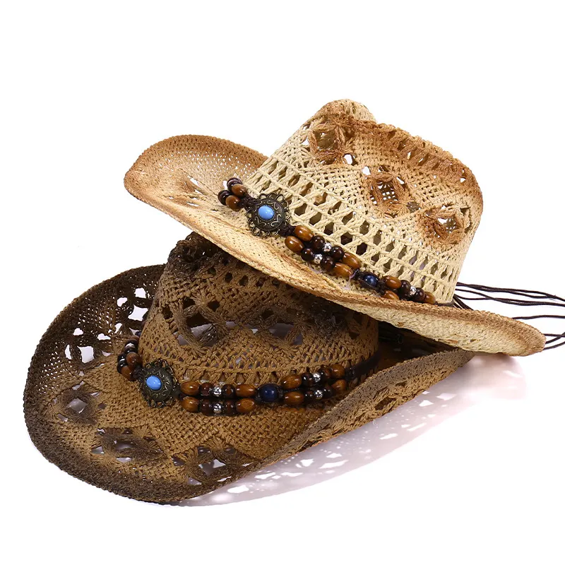 המניה גברים של נייר קש טקסס קאובוי כובע ארה"ב אמריקאי מערבי קש כובע Shapable ברים סומבררו ארה"ב דגל קש קאובוי כובע