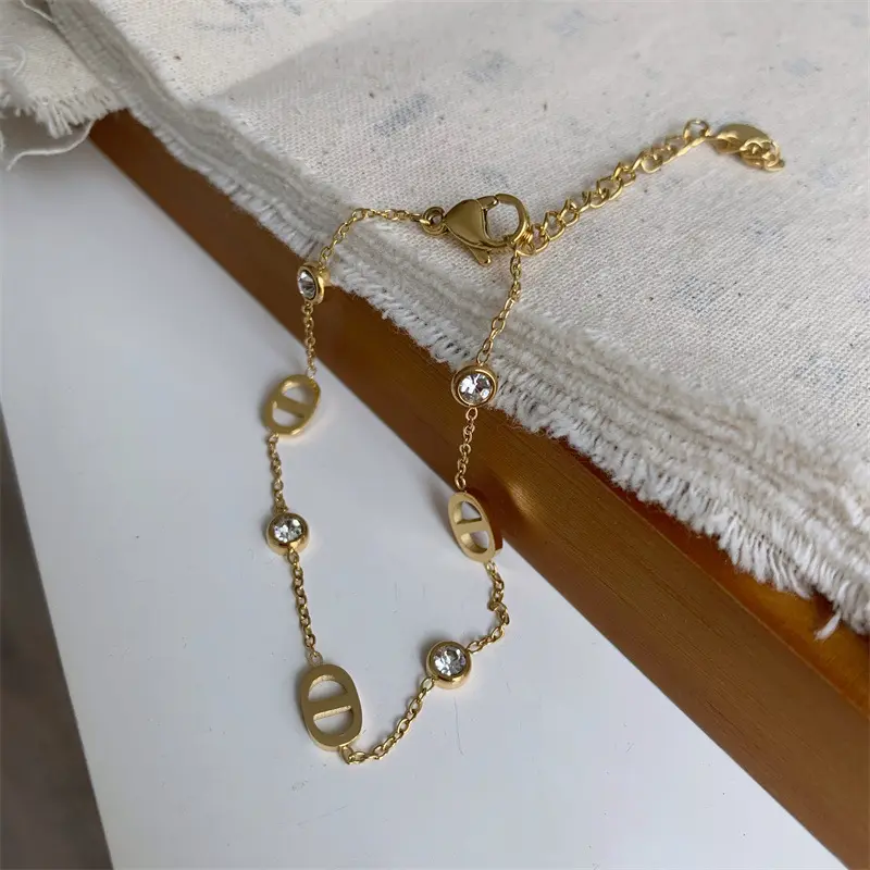 Di alta qualità 18K bracciale a catena placcato in oro geometrico muso di maiale ciondolo braccialetto gioielli