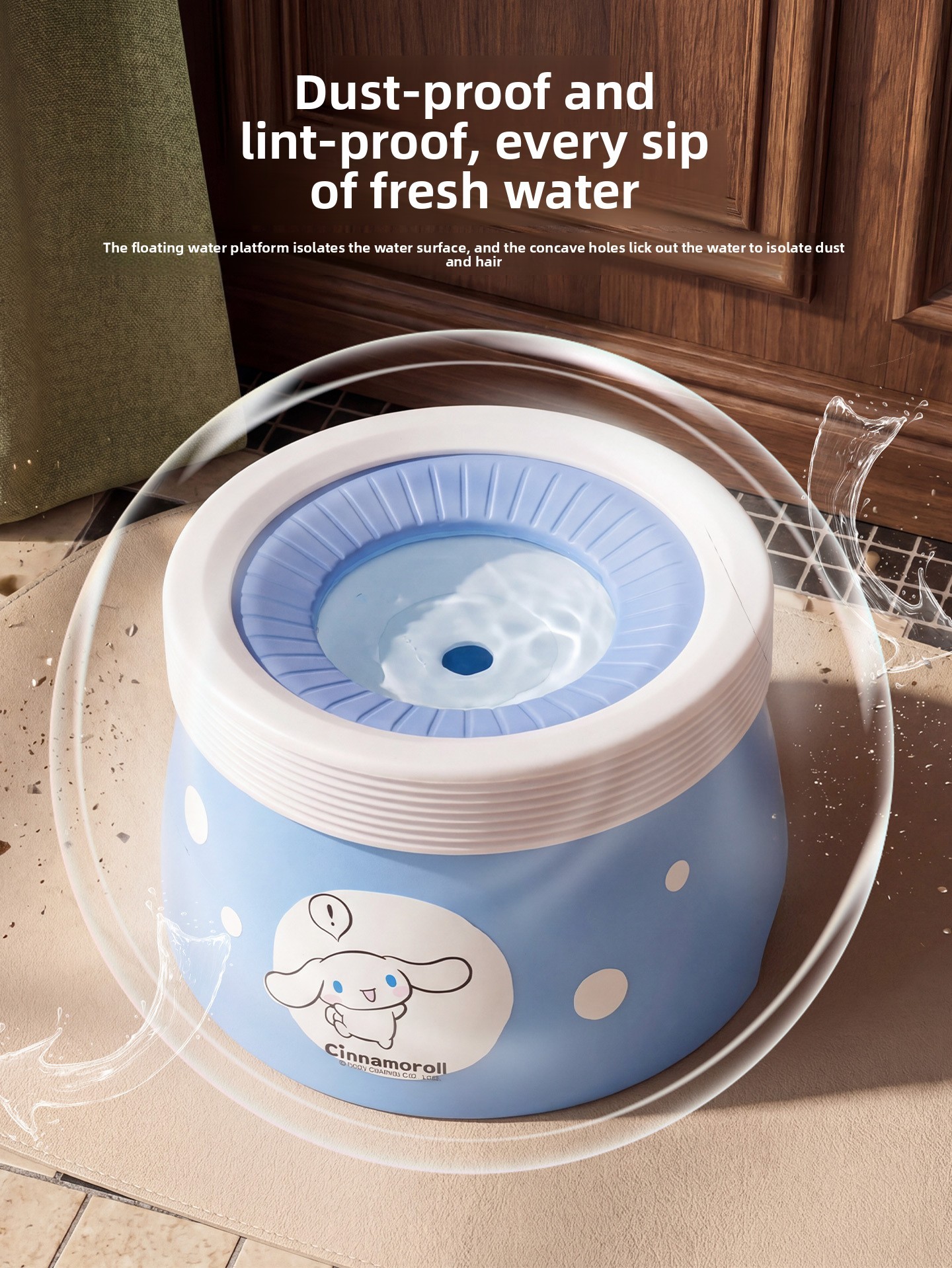 Suspension-based water-control design, no yellow whiskers