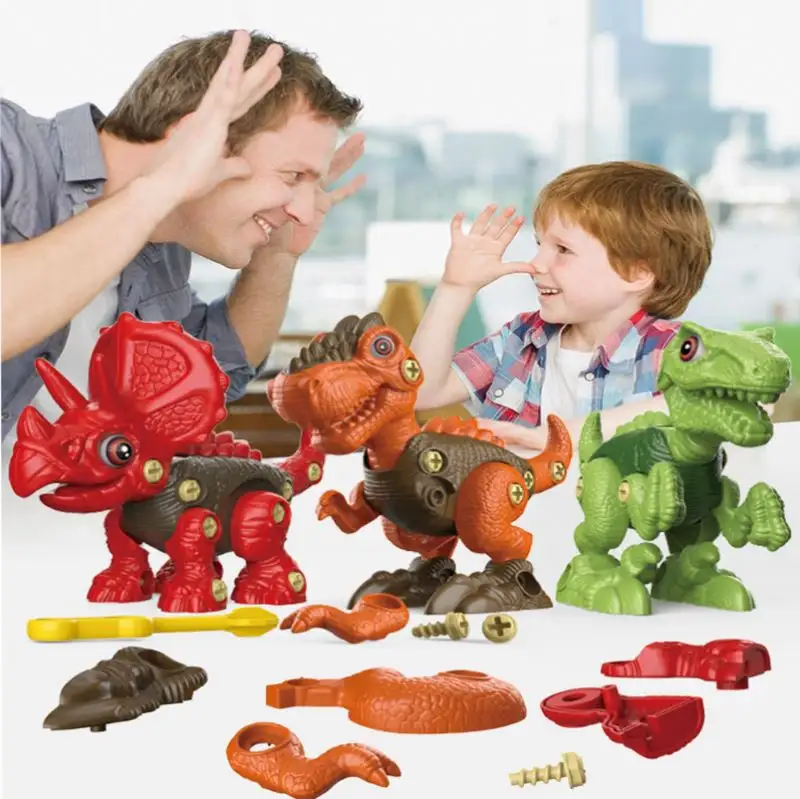 Hot Sale DIY Children Hands-on Electric Plastic Assembly Dinosaur Play Set Drill Tool 3D Puzzle