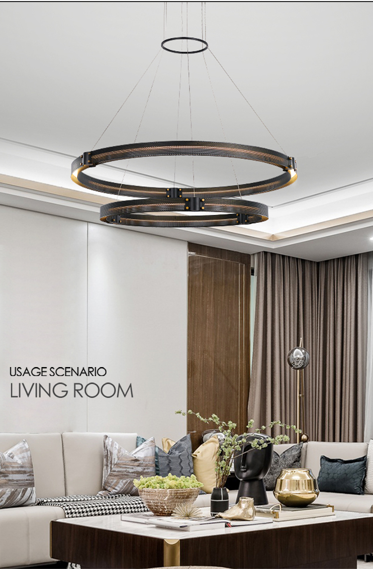 Zun Design Factory Wholesale Price round Iron ring chandelier decorative lighting modern vintage pendant light