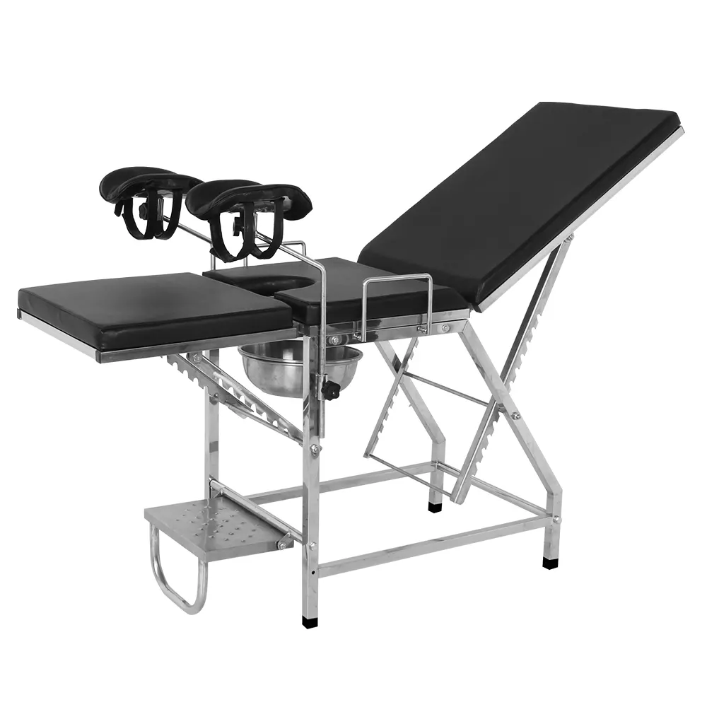 Cadeira de parto portátil para hospital, mesa de exame ginecológico e obstétrico, cama de aço inoxidável para clínica