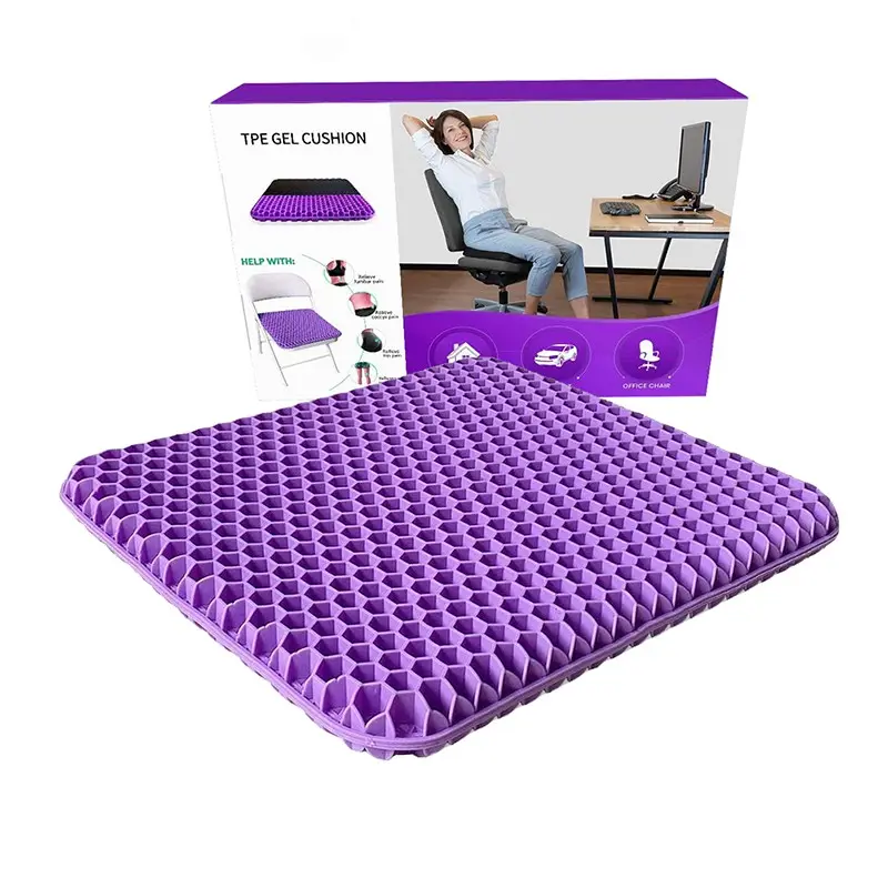 Office & Car Tpe Gel Almofada Do Assento Dupla Espessura Cojines Para Sillas Almofada Do Assento De Refrigeração Ortopédica Coccyx Almofada Do Assento Ao Ar Livre