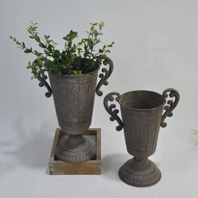 Vintage-Design Doppel-Eisen-Metall-Gartenstifter günstiger mittlerer Blumentopf zum Pflanzen zuhause