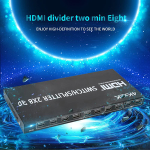 2X8高清MI分离器全高清4k视频高清MI切换器2x8拆分2进8出双显示器，适用于PS3电脑高清电视