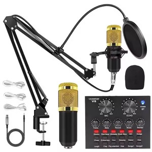 Juego de tarjeta de sonido BM800 V8, micrófono condensador de Audio profesional, micrófono de estudio para cantar para Karaoke, Podcast, grabación en vivo - Product Image 1