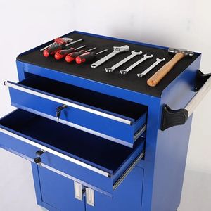 汽车修理可锁定的七抽屉红色工具柜，带五个手动工具组，用于车库存放 - Product Image 3