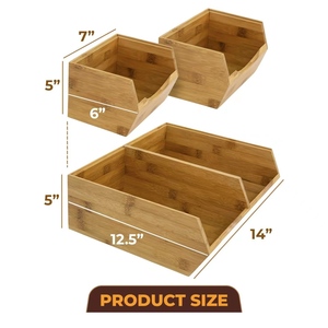 China Factory Wholesale Household <strong>Wooden</strong> Bins Bamboo <strong>Stackable</strong> Storage <strong>Crate</strong> - Product Image 5