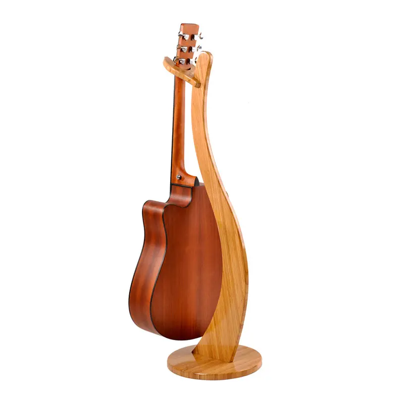 Suporte de bambu para violão, suporte dobrável de madeira sólida para violão e baixo