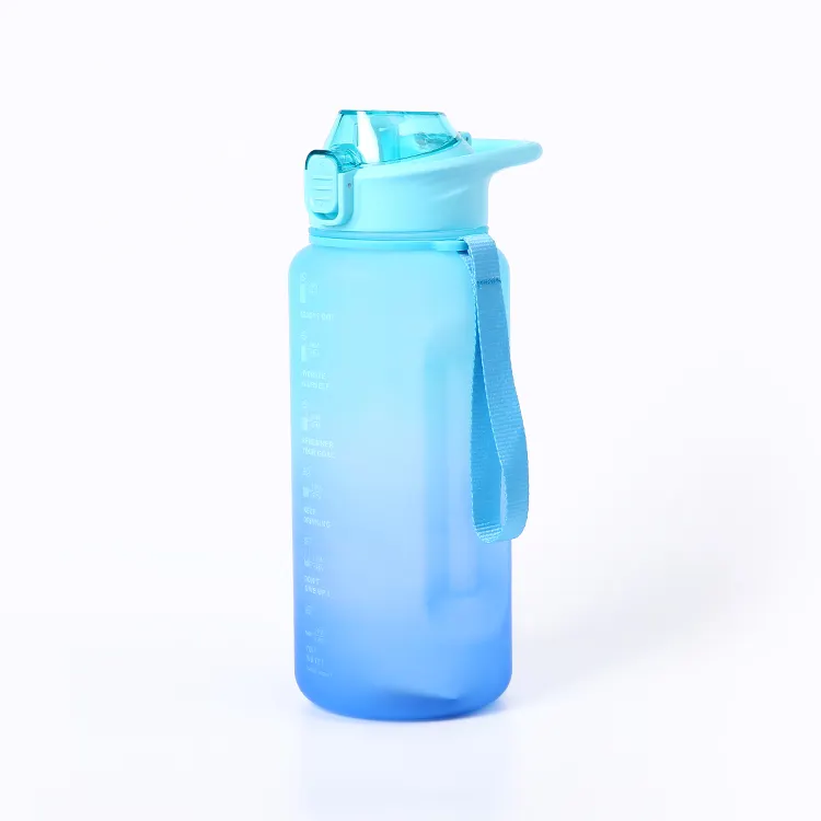 Botella de agua deportiva de plástico transparente, recipiente portátil personalizado, sin BPA, 2,2 litros, promoción de gimnasio