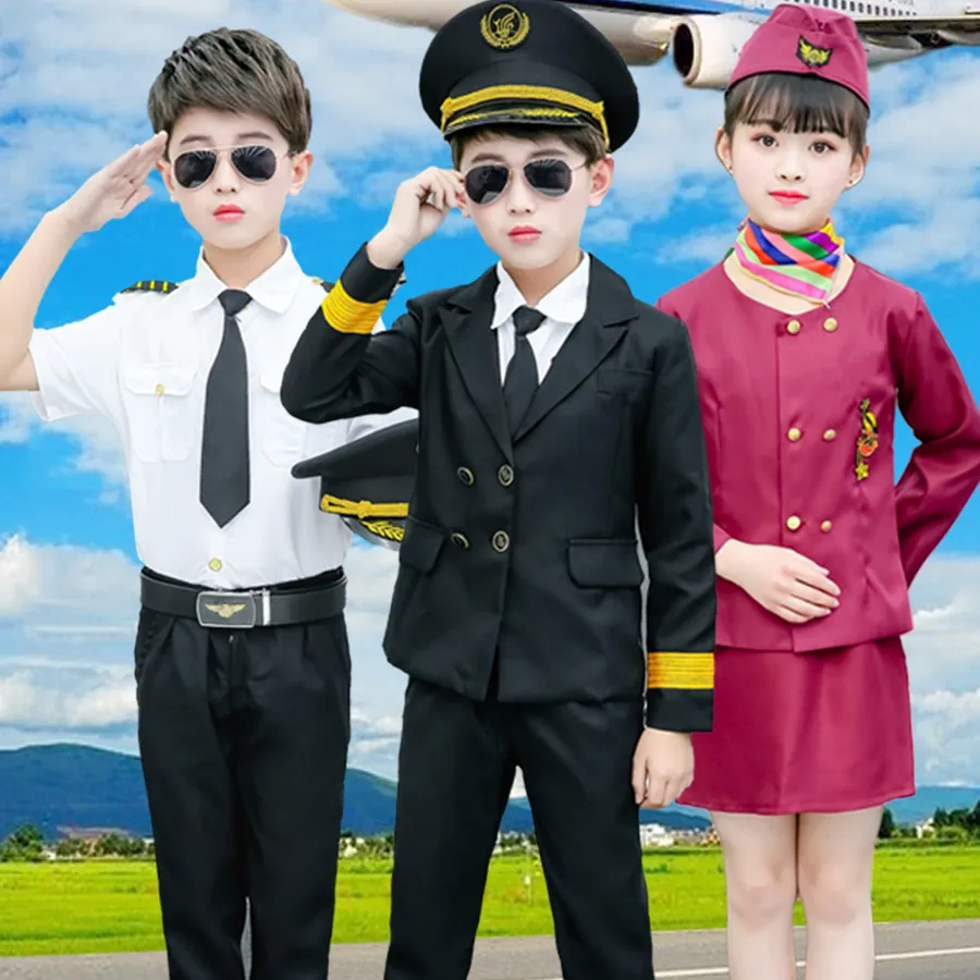 Halloween Fantasia Festa Presente Menina Aeromoça Air Masquerade Vestuário Set Flight Attendant Traje