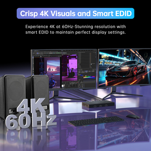 2x2 Dual Monitor KVM Switch USB3.0 EDID Extended Splicing Wall Matrix 4K60Hz <strong>HDMI</strong> KVM Switch 2 Monitor 2 <strong>Computers</strong>