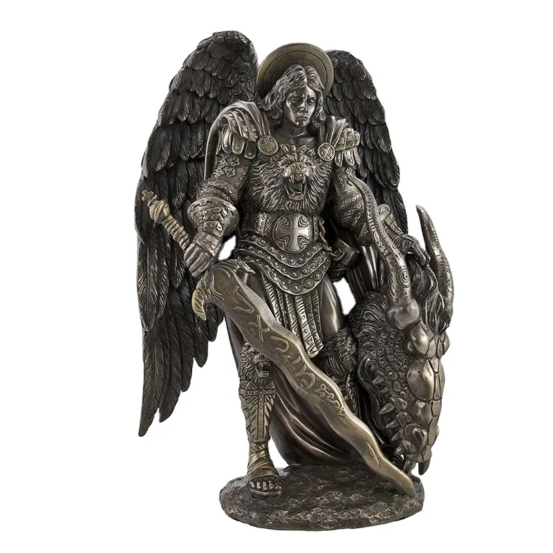 Скульптура для рукоделия Святого Майкла, убивающая злого дракона, могучего воина и защитника, статуя Сан-Мигеля, коллекционная