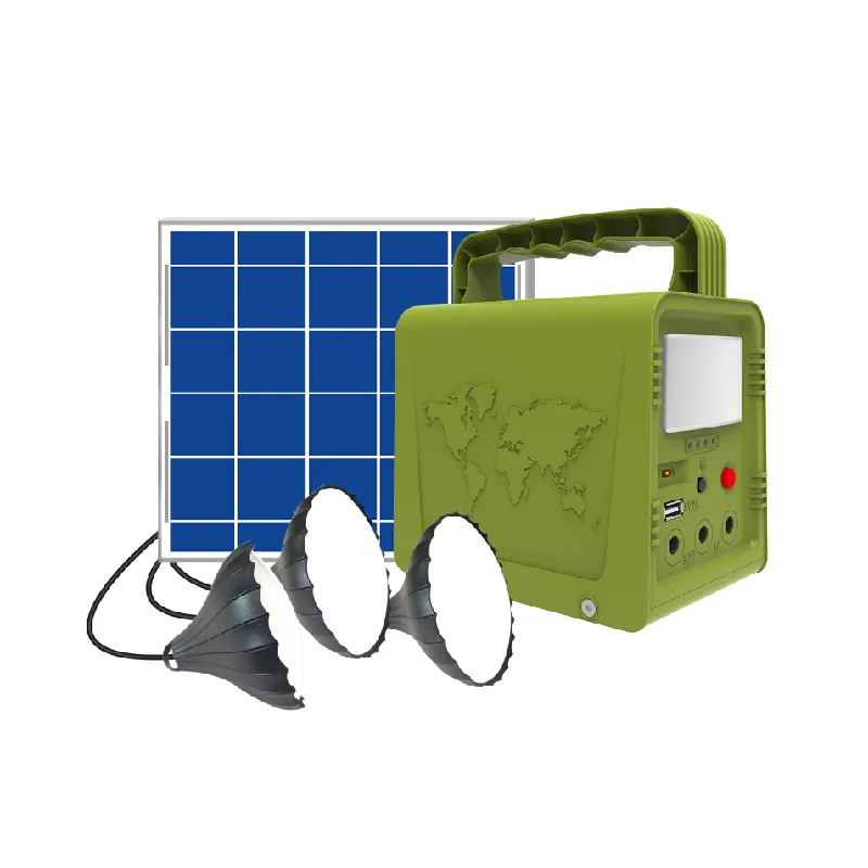 Système d'éclairage de générateur solaire de centrale électrique portable avec panneau solaire 18W et lampe à LED pour le camping de secours à domicile