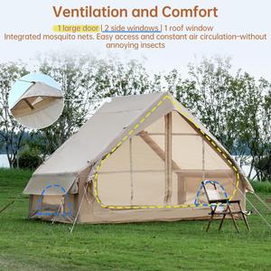 Ngoài trời glamping tự động di động <span class=keywords><strong>Inflatable</strong></span> lều có thể gập lại Oxford mái lều với hai phòng ngủ cho gia đình cắm trại - Product Image 4