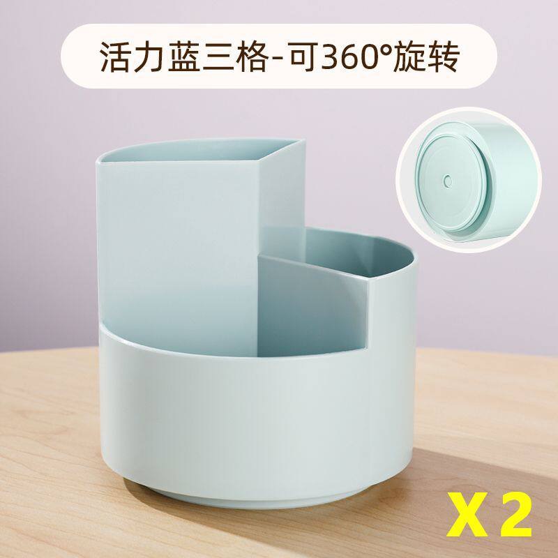 Two green rotating pen holders, thickened and with large capacity.
