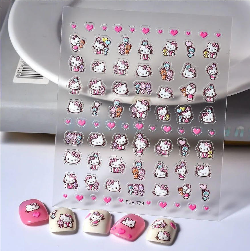 Autocollant plat chaton en forme de coeur