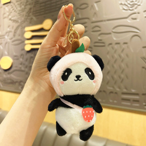 TIKTOK亚马逊热卖水果熊猫钥匙扣毛绒玩具创意包挂件礼品娃娃