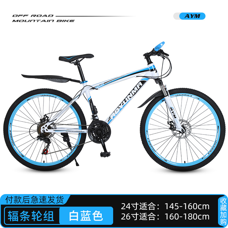 White and blue spoke wheel with high color ring