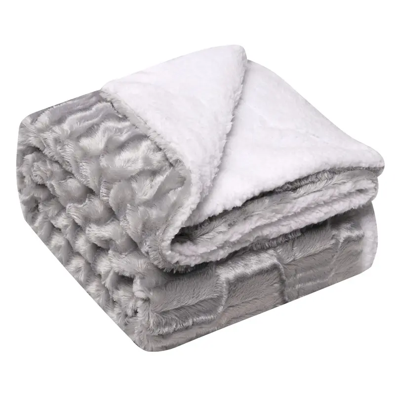Manta de lana de oveja Sherpa, doble manta gruesa de felpa, cálida, supersuave, de piel sintética, esponjosa, para bebé, para invierno