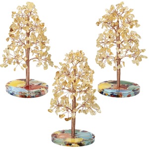 Fabrika toptan el yapımı doğal 7 çakra kuvars kristal para ağacı enerji Feng Shui taş şans servet ağacı akik tabanı ile - Product Image 6