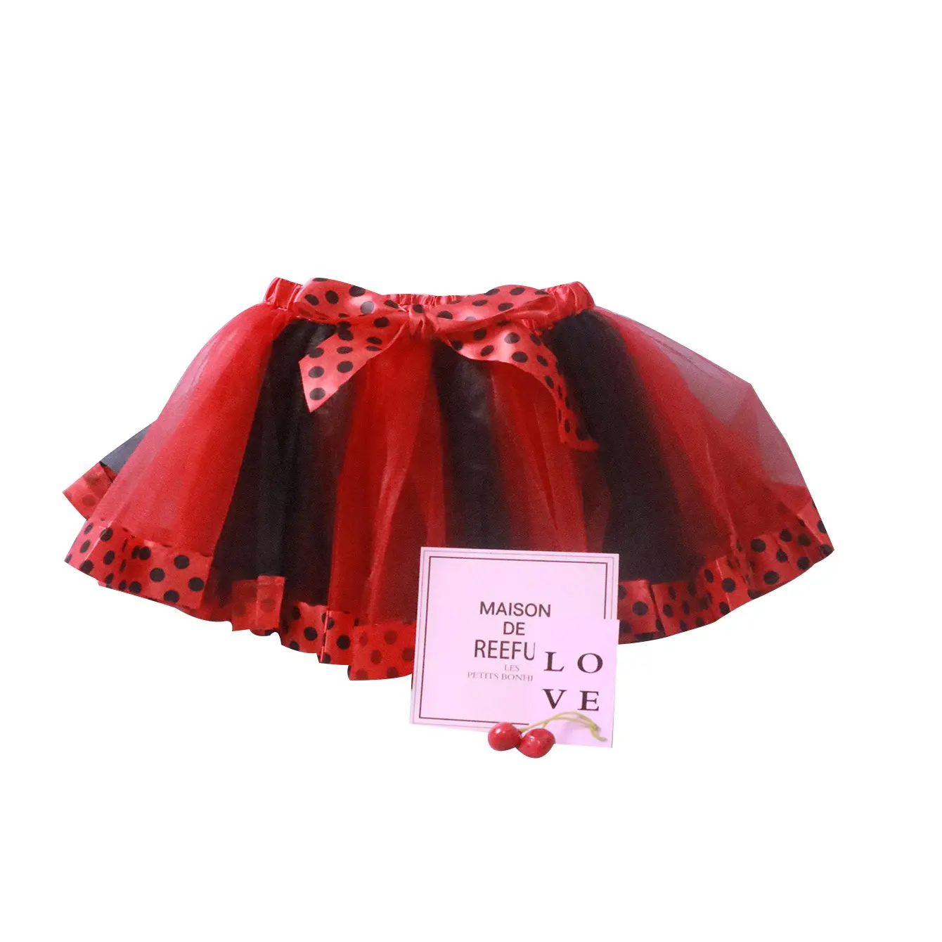 Недорогие юбки-пачки в горошек с атласной отделкой для молодых девушек, красные и черные юбки для одежды