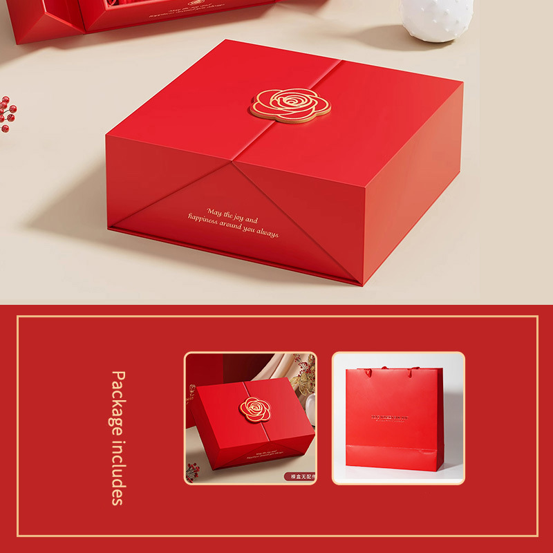 Red gift box with red gift bag