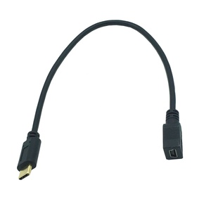 迷你USB 2.0 5Pin母至USB3.1型C公连接器数据适配器电缆 - Product Image 1