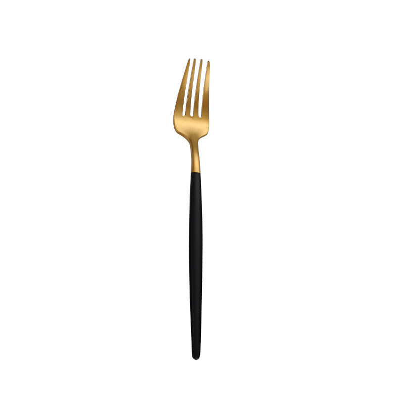 Dessert Fork-black+gold