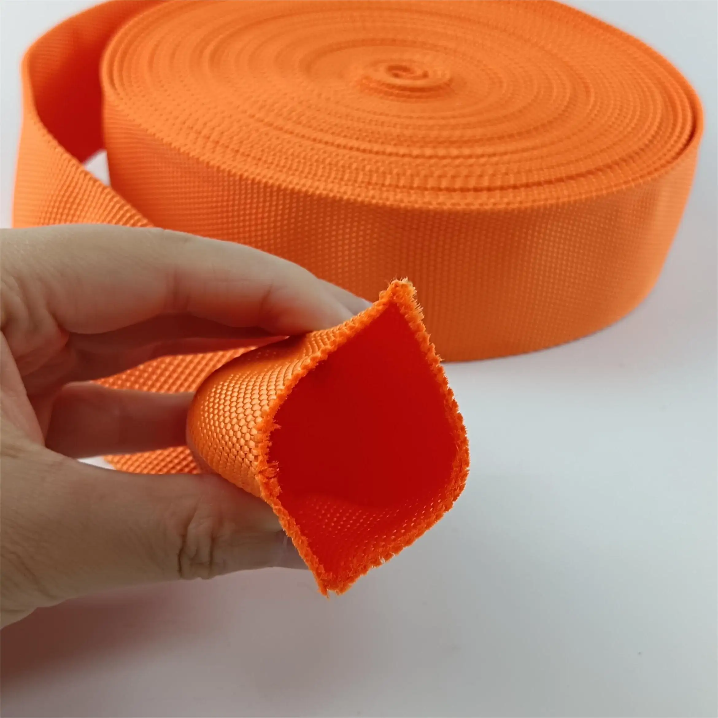 Individuelles oranges hochfestes Polyester-Rohrband Gewebe Nylon für synthetisches Windenseil und Taschenband-Zubehör