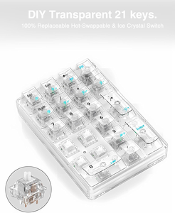 AMZ Hot Sale AULA F21 21Keys Transparent Mini <strong>Numeric</strong> <strong>Keyboard</strong> Membrane Operation Tri-Mode Number Pad Hot Swappable Backlight - Product Image 5