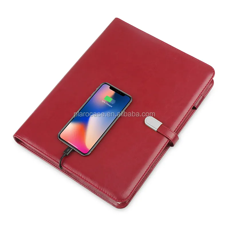Pengisian Daya Ponsel Notebook Kulit PU A4 dengan Power Bank USB