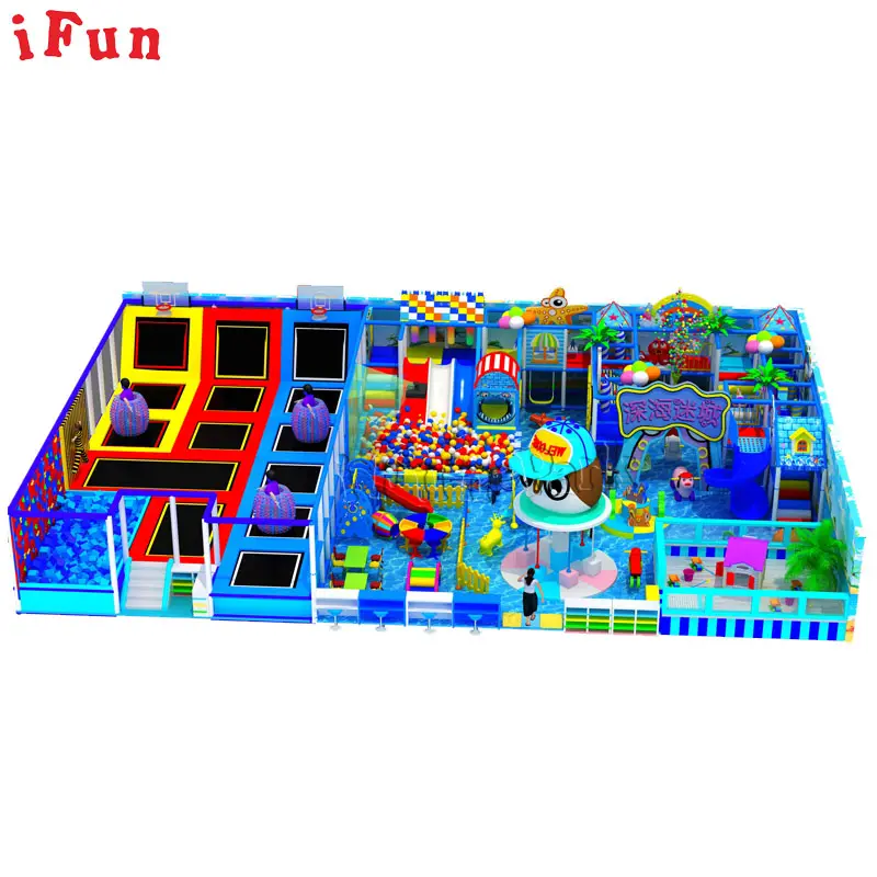 Aire de jeux intérieure pour enfants 1000 pieds carrés avec maison de cosplay Aire de jeux douce pour enfants avec projecteur multi-diapositives