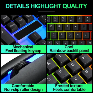 Juego de ratón y teclado para juegos con cable de retroiluminación LED RGB personalizada de fábrica Nuevo combo de teclado y ratón de marca de idioma personalizado - Product Image 6